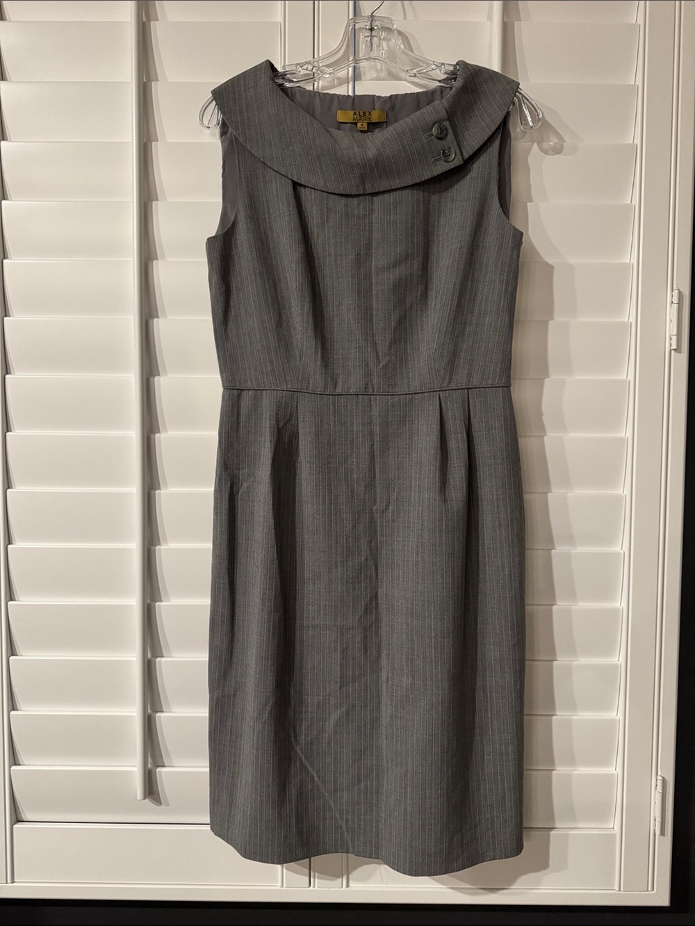 Alex Marie wool blend pinstripe wide collar dress